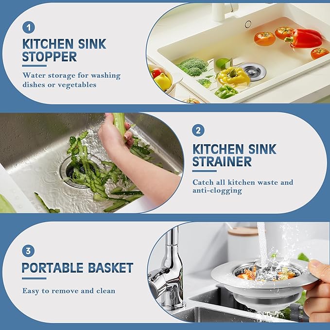 💧KJØP 3 FÅ 1 GRATIS💧SISTE DAG 60 % RABATT - Oppgradert 3-i-1 avløpsfilter til kjøkkenvask