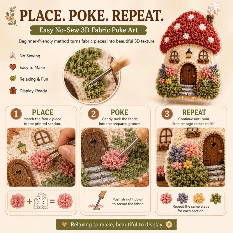 ✨Whimsical Village 3D-stoff Poke Art-kit