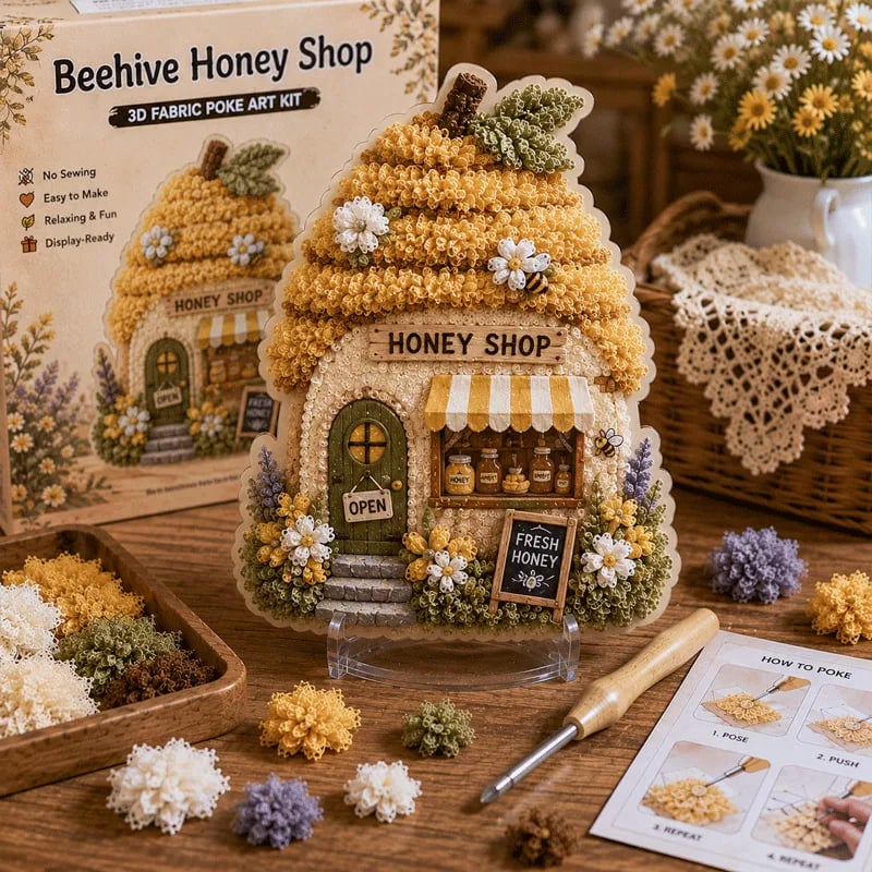 ✨Whimsical Village 3D-stoff Poke Art-kit