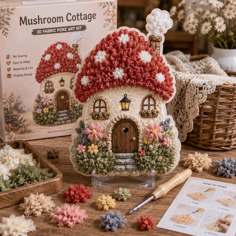 ✨Whimsical Village 3D-stoff Poke Art-kit