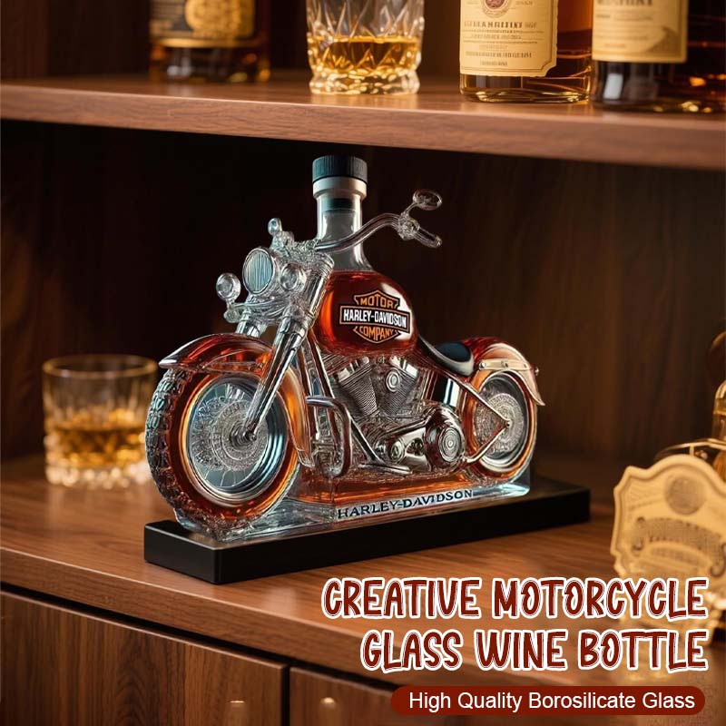 Kreativ vinflaske i motorsykkelglass