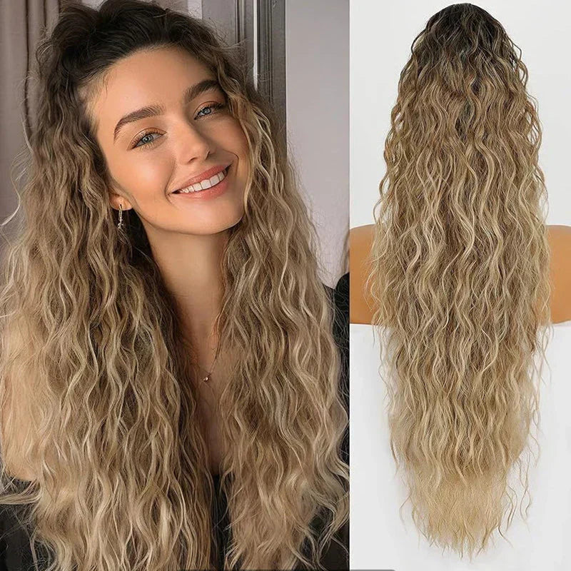 ⏳Begrenset tidsbegrenset 50 % rabatt💥💖45 cm krøllete, bølgete og krusete hårforlengelser med hestehale