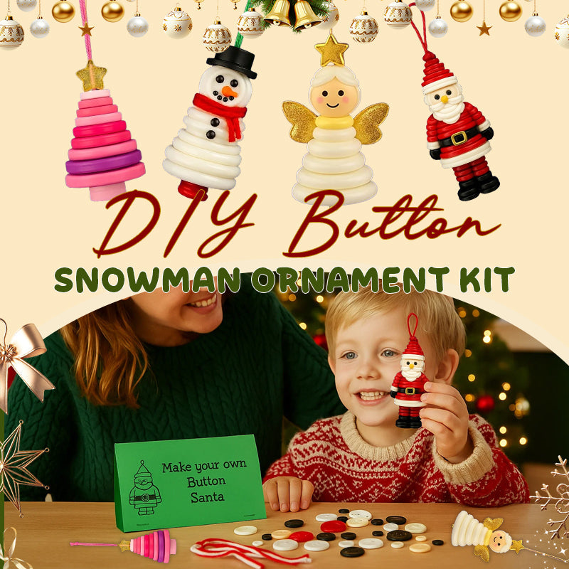 ☃️ DIY-knappsnømann-pyntesett