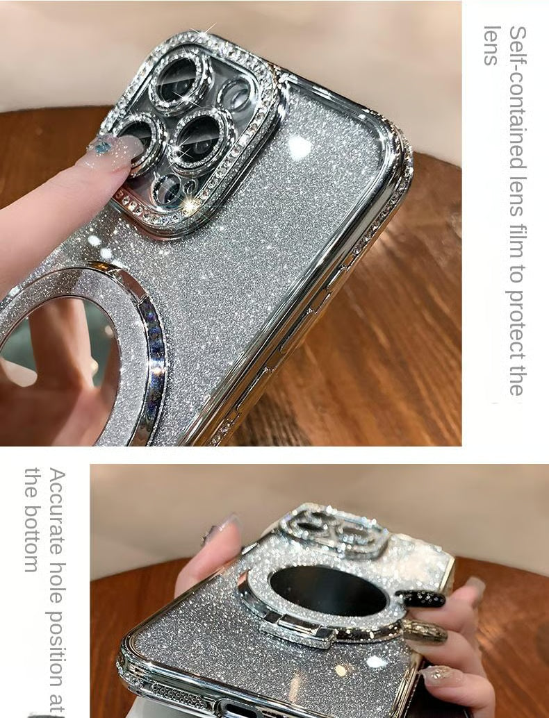 📲✨ Glitter- og gradientsminkespeil med beskyttende deksel