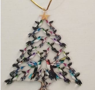 🔥🐦🎄 Juledekorasjon med kolibri i akryl, 2D