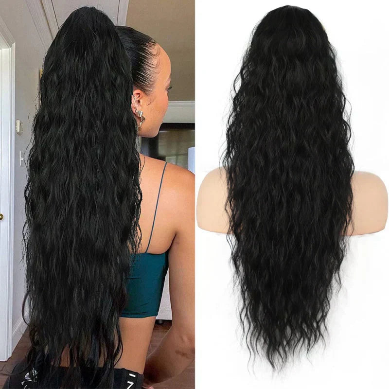 ⏳Begrenset tidsbegrenset 50 % rabatt💥💖45 cm krøllete, bølgete og krusete hårforlengelser med hestehale