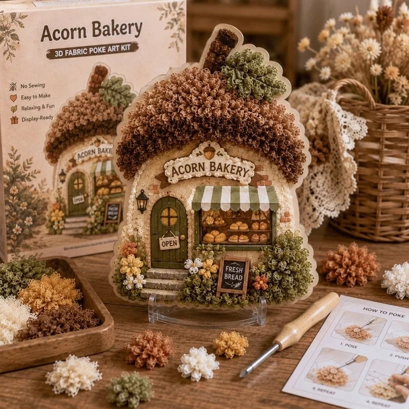 ✨Whimsical Village 3D-stoff Poke Art-kit