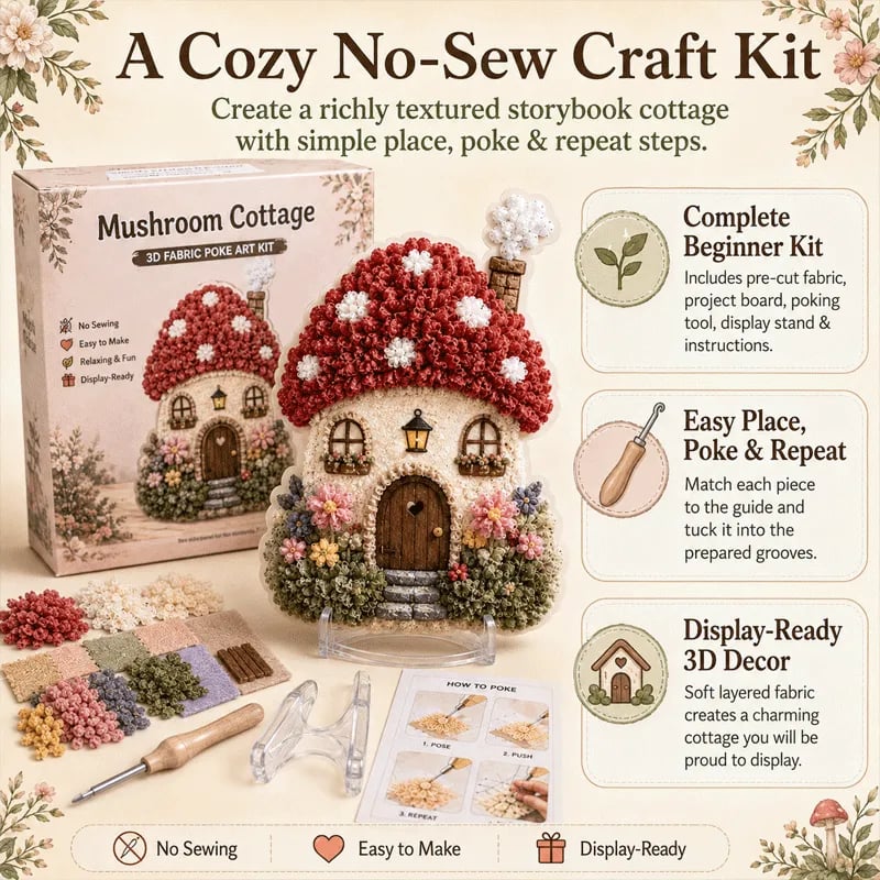 ✨Whimsical Village 3D-stoff Poke Art-kit