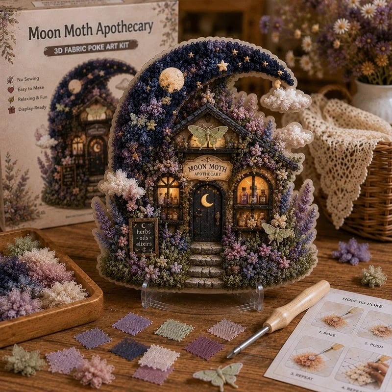 ✨Whimsical Village 3D-stoff Poke Art-kit