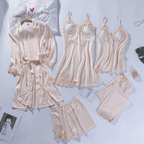 🔥🌹Spesialtilbud for sommeren💕Sexy femdelt nattkjole i issilke for kvinner