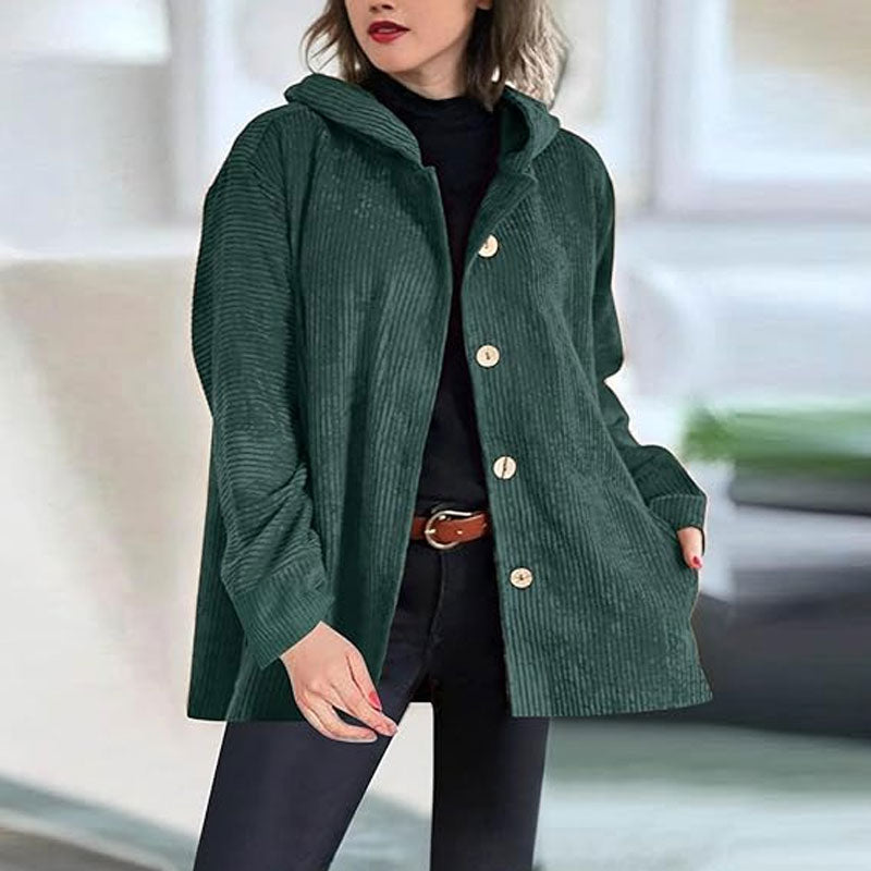 🍂 Avslappet fløyelsjakke med hette for høsten 🧥