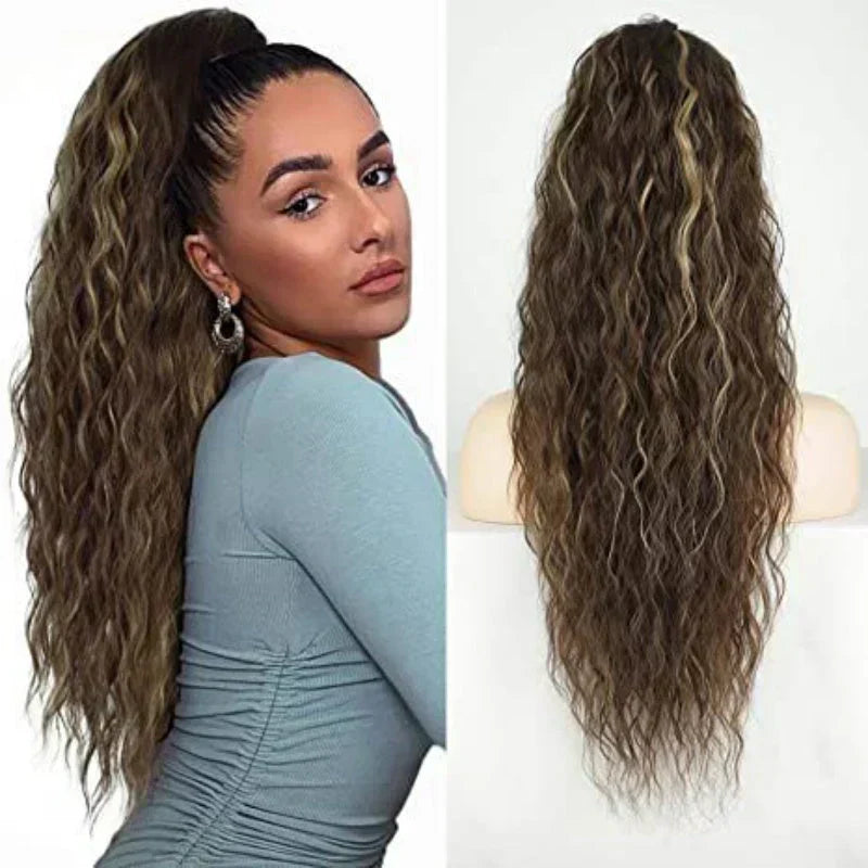 ⏳Begrenset tidsbegrenset 50 % rabatt💥💖45 cm krøllete, bølgete og krusete hårforlengelser med hestehale