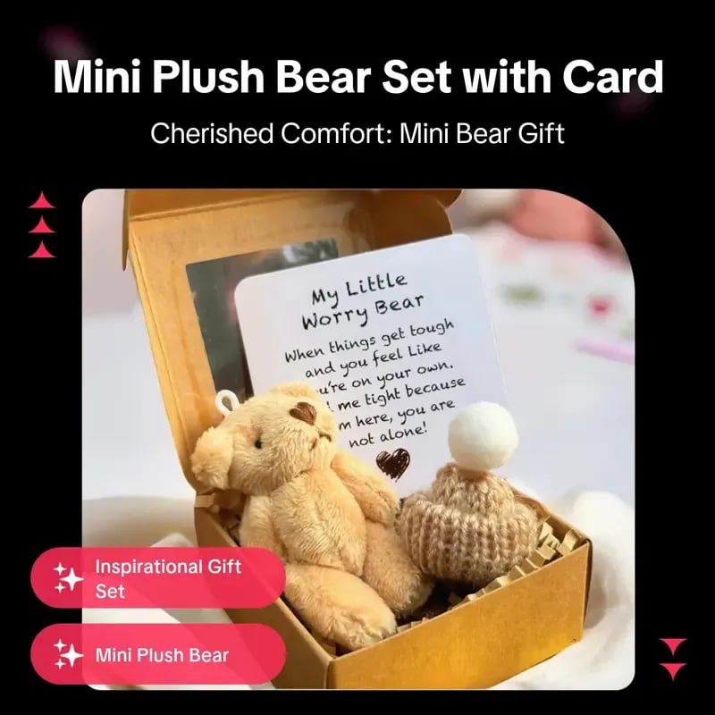 🎁Håndlaget mini plysjbamse i eske