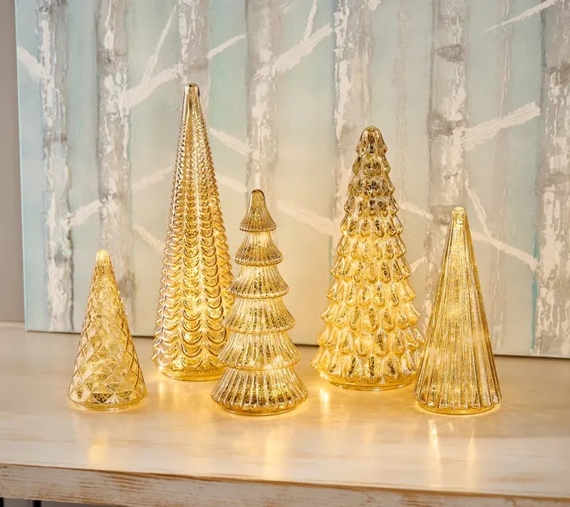 ✨ Skimrende jul – 5-delers krystalltresett med lys✨
