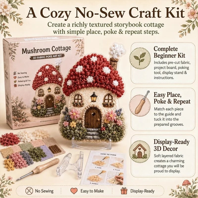 ✨Whimsical Village 3D-stoff Poke Art-kit
