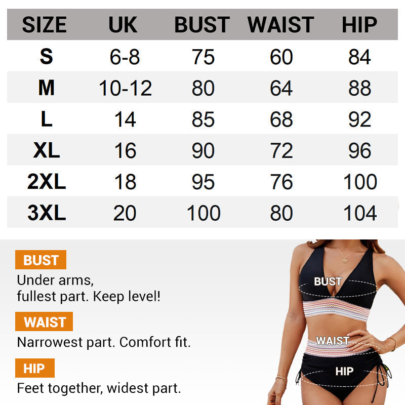 🔥Sommersalg 49 % RABATT💥👙Bikinisett med magekontroll og fargeblokker