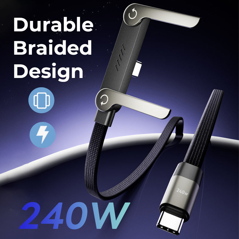 ⚡2-i-1 usynlig ladekabel – 240W hurtigladeledning med innebygd telefonstativ