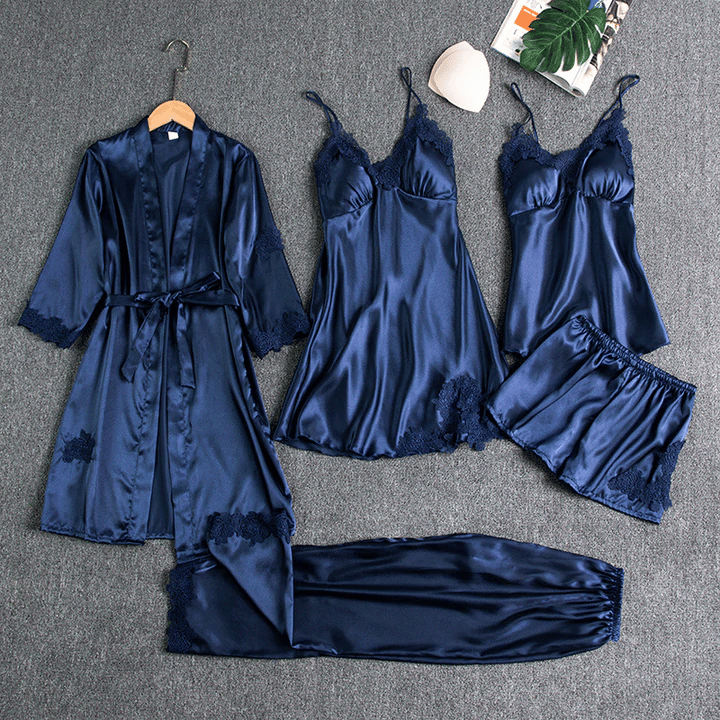 🔥🌹Spesialtilbud for sommeren💕Sexy femdelt nattkjole i issilke for kvinner