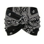 Hårbånd i bohemsk stil med paisley-trykk, bredt elastisk hårbånd