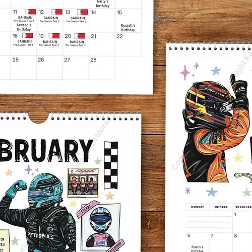 🏎️📅F1-utklippsbok for løpskalender 2026 – Den ultimate veggkalenderen for motorsportfans