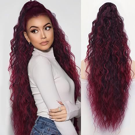 ⏳Begrenset tidsbegrenset 50 % rabatt💥💖45 cm krøllete, bølgete og krusete hårforlengelser med hestehale