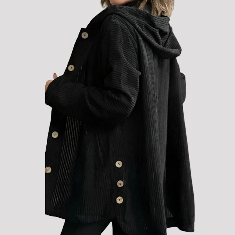 🍂 Avslappet fløyelsjakke med hette for høsten 🧥