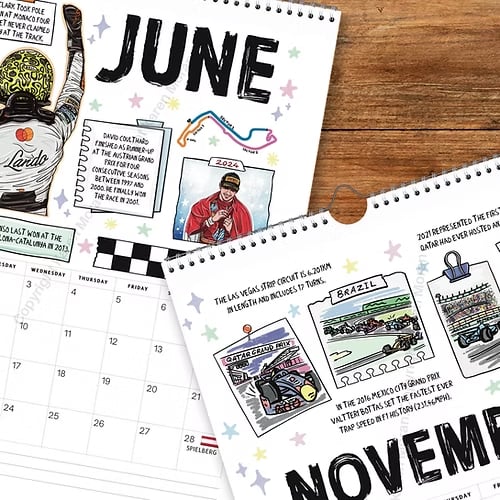 🏎️📅F1-utklippsbok for løpskalender 2026 – Den ultimate veggkalenderen for motorsportfans