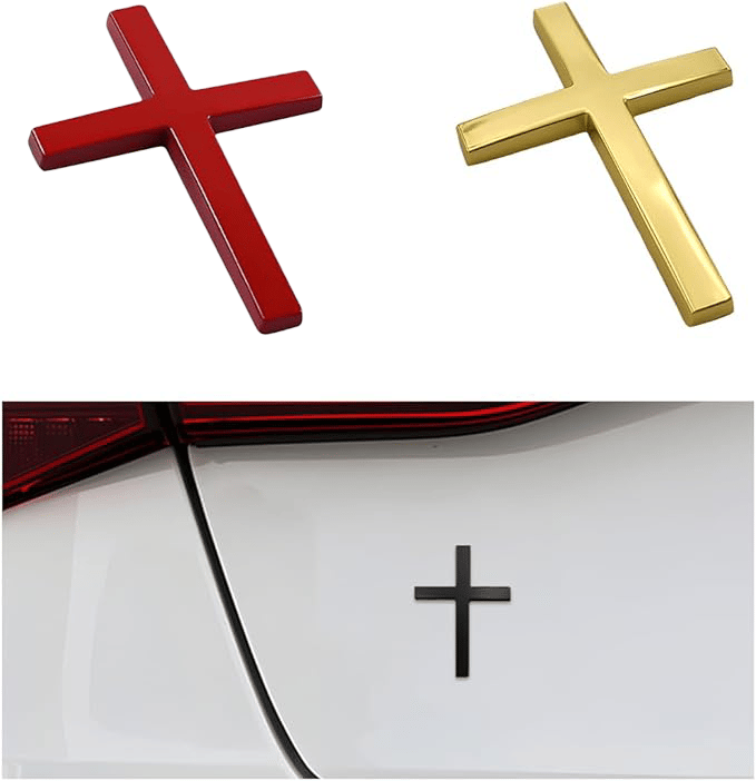 Köp en, få en gratis! ✝️ Metallklistermärke med Jesus Kristus på korset
