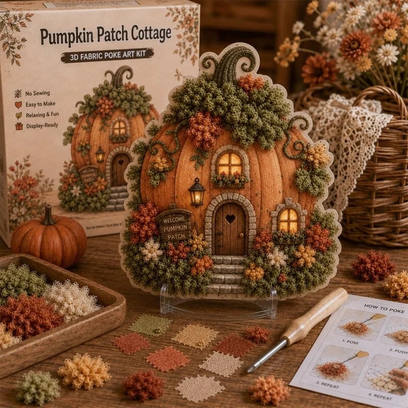 ✨Whimsical Village 3D-stoff Poke Art-kit