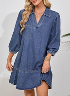 V-hals denimkjole – der komfort møter klassisk stil