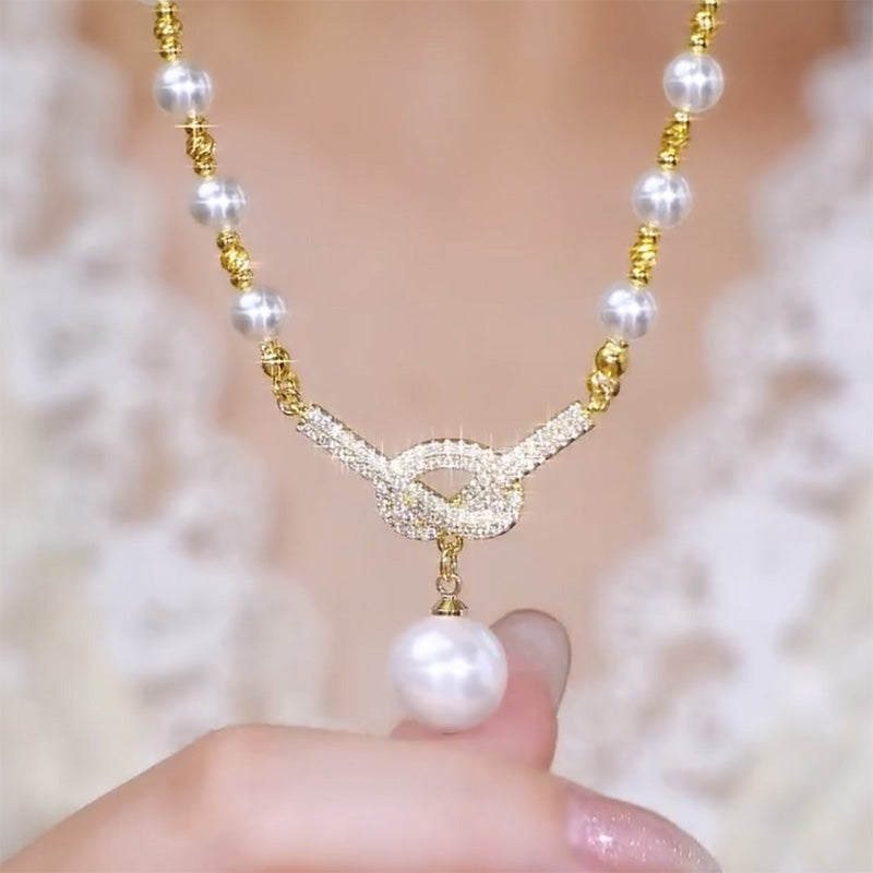 👸Høy kvalitet lilla perlekjede med diamanter✨