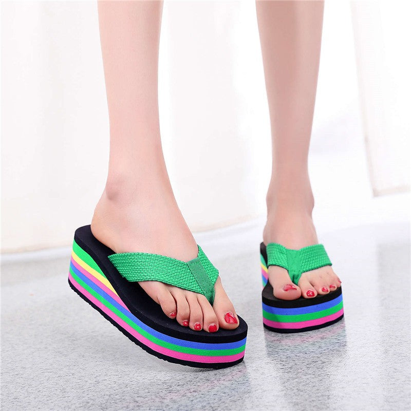 🌈Flip-flops for kvinner med regnbuefargede såler