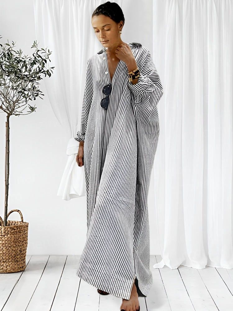 🌸Hva skal jeg ha på meg i morgen? 💐Stripet cardigan Løs, oversized, uregelmessig kjole