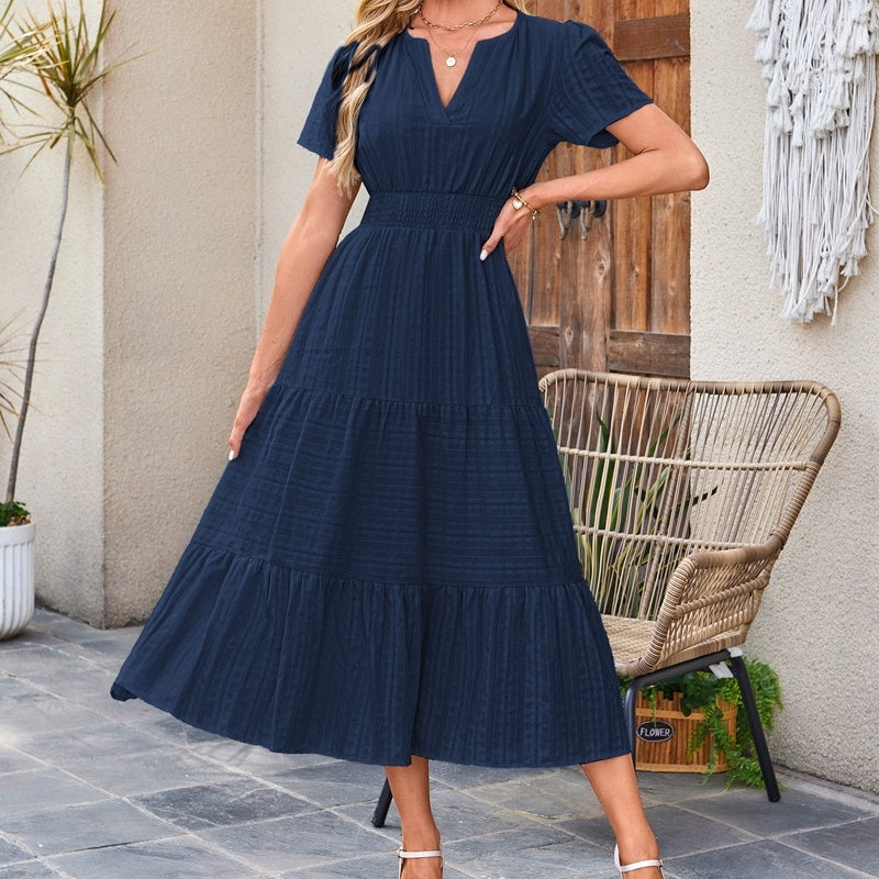 🔥Hot Salg 49% rabatt👗Uformelle sommerkjoler med korte ermer og V-hals for kvinner