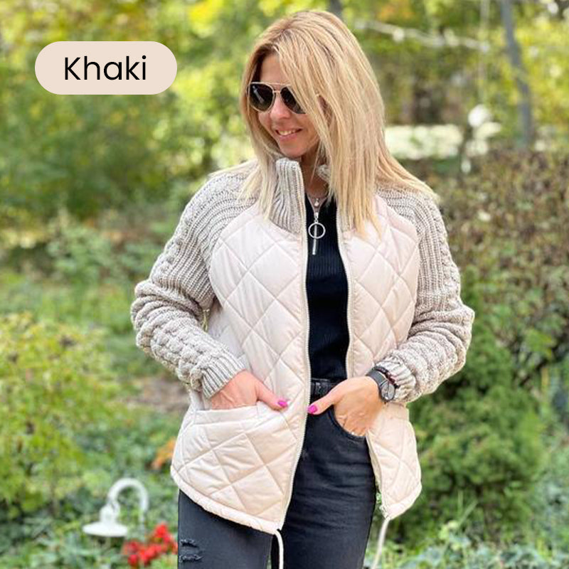 🎁Joulumyynti☃️2025 Uusi naisten neulottu Patchwork Puffy takki