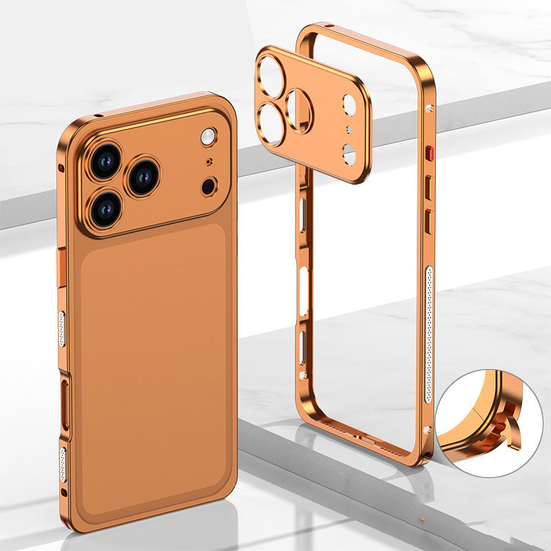 iPhone-deksel med bart metallramme, varmespredningsfunksjon og sjøhestspenne