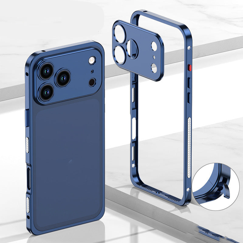 iPhone-deksel med bart metallramme, varmespredningsfunksjon og sjøhestspenne