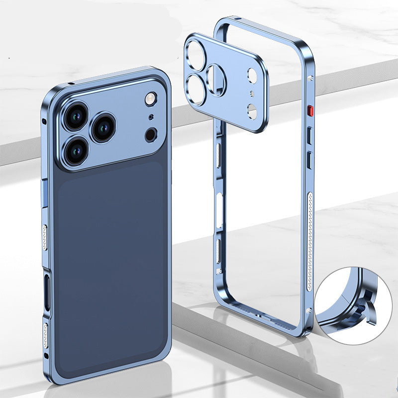iPhone-deksel med bart metallramme, varmespredningsfunksjon og sjøhestspenne