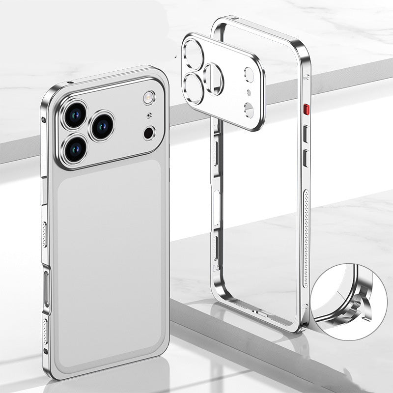 iPhone-deksel med bart metallramme, varmespredningsfunksjon og sjøhestspenne