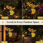🌙🐝 Hängande solcellslampa med bi-design – varmt bärnstensfärgat sken, flimmerfri och perfekt för trädgårdsfester, camping eller barnrum – sprider glädje både dag och natt 🌞🌜
