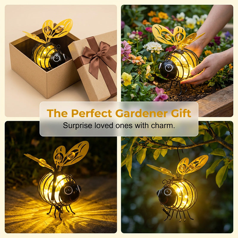 🌙🐝 Hängande solcellslampa med bi-design – varmt bärnstensfärgat sken, flimmerfri och perfekt för trädgårdsfester, camping eller barnrum – sprider glädje både dag och natt 🌞🌜